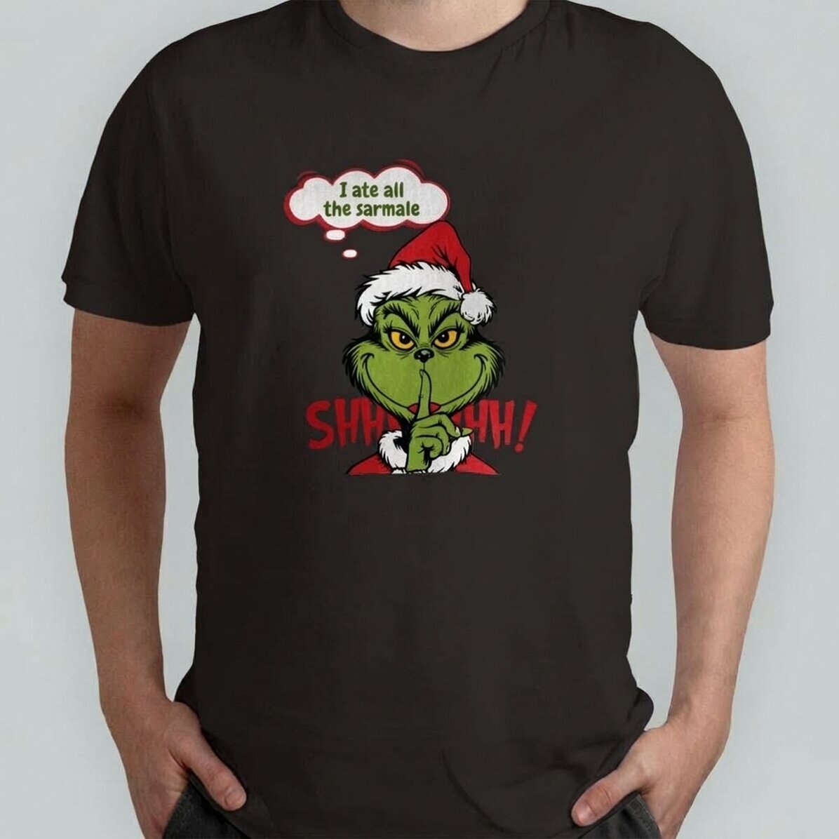 Camiseta de algodón personalizada con texto: «El secreto del Grinch»
