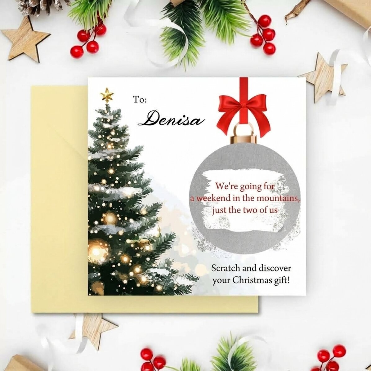 Tarjeta rasca y gana personalizada con mensaje - Regalo sorpresa