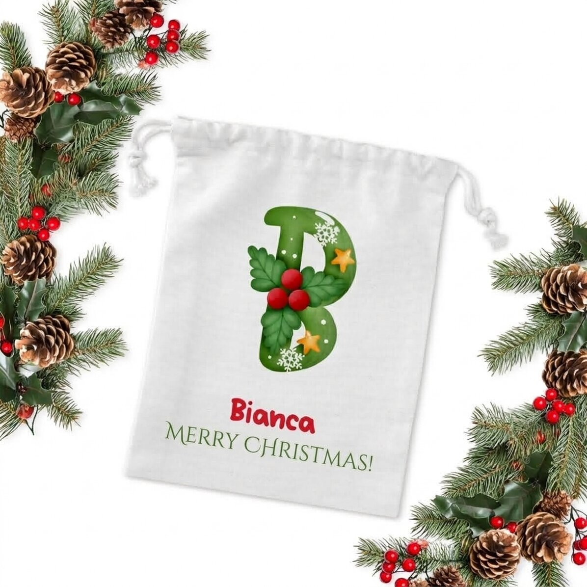 Bolsita pequeña para regalos personalizada con nombre - Navidad