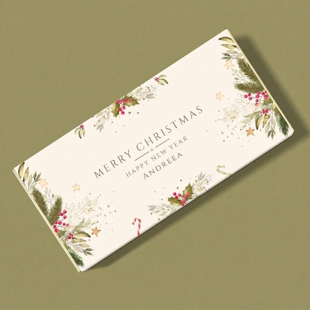 Chocolate personalizado con mensaje: ¡Feliz Navidad!
