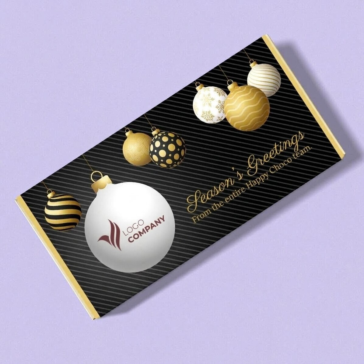 Chocolate personalizado con mensaje y logotipo - Felicidades por las fiestas
