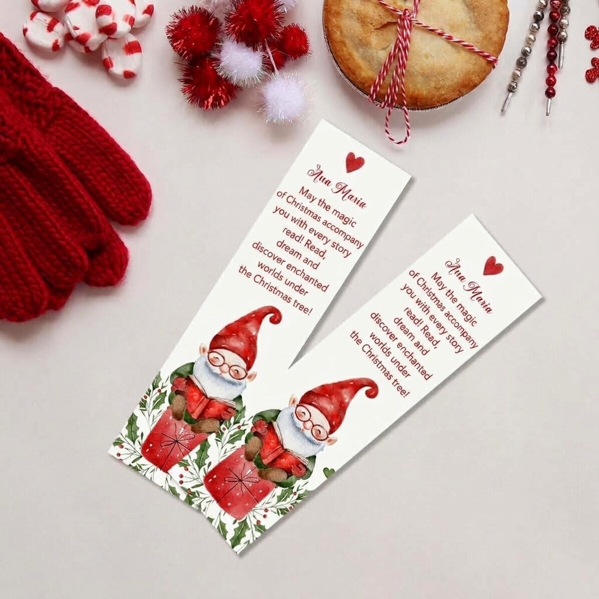 Marcapáginas personalizado con texto: Papá Noel