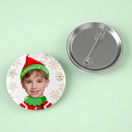 Chapa personalizada con foto - El favorito de Papá Noel