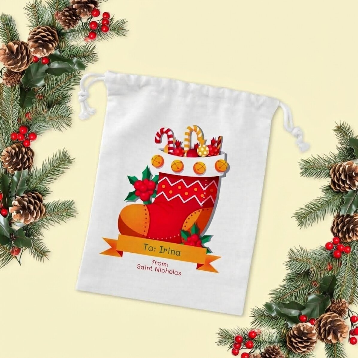 Bolsita pequeña para regalos personalizada con nombre - de San Nicolás