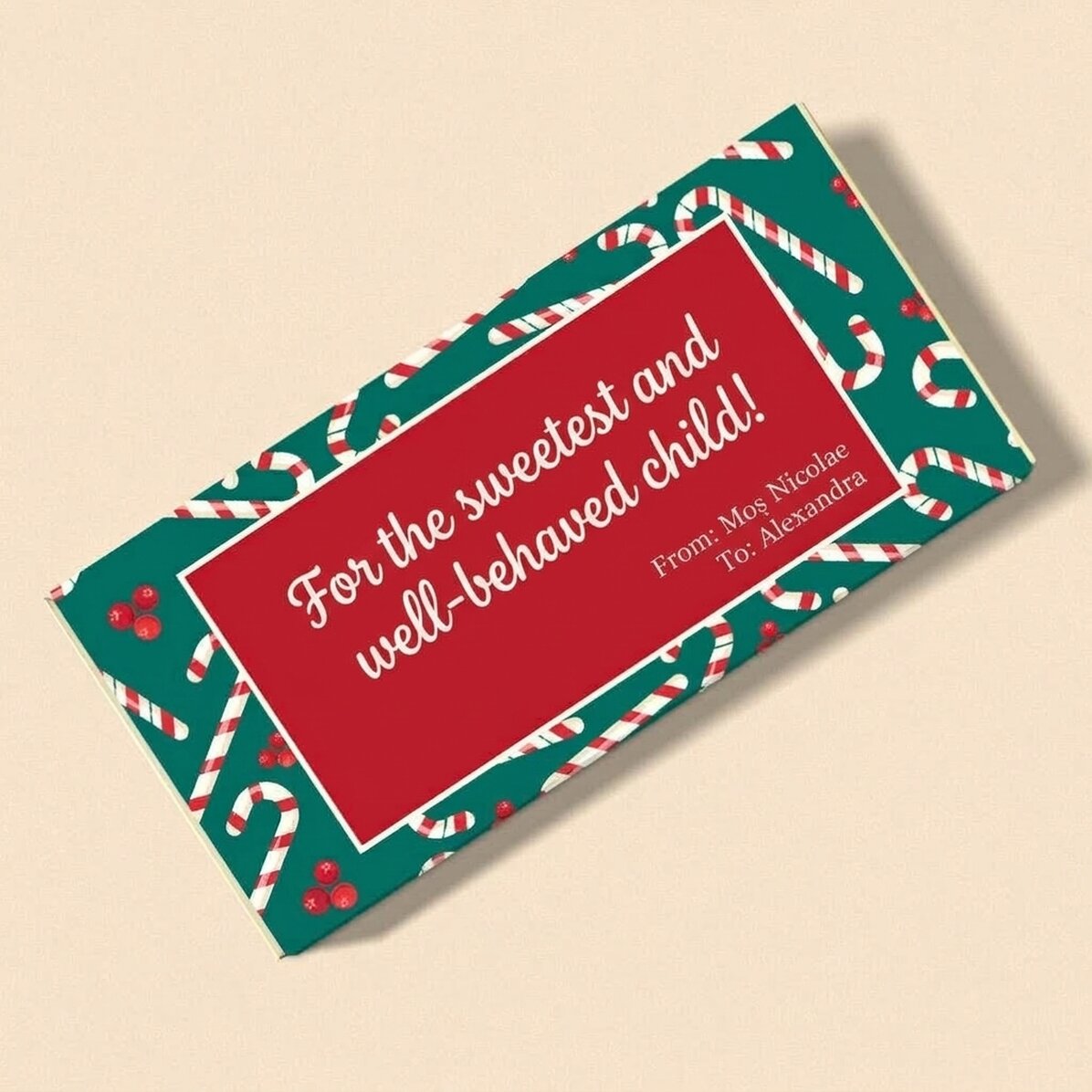 Chocolate personalizado con mensaje: de San Nicolás
