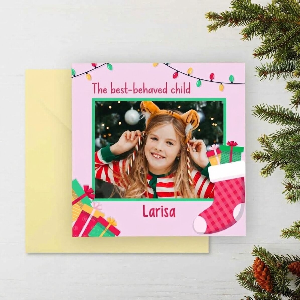 Tarjeta cuadrada personalizada con un mensaje y una foto - Mensaje de San Nicolás