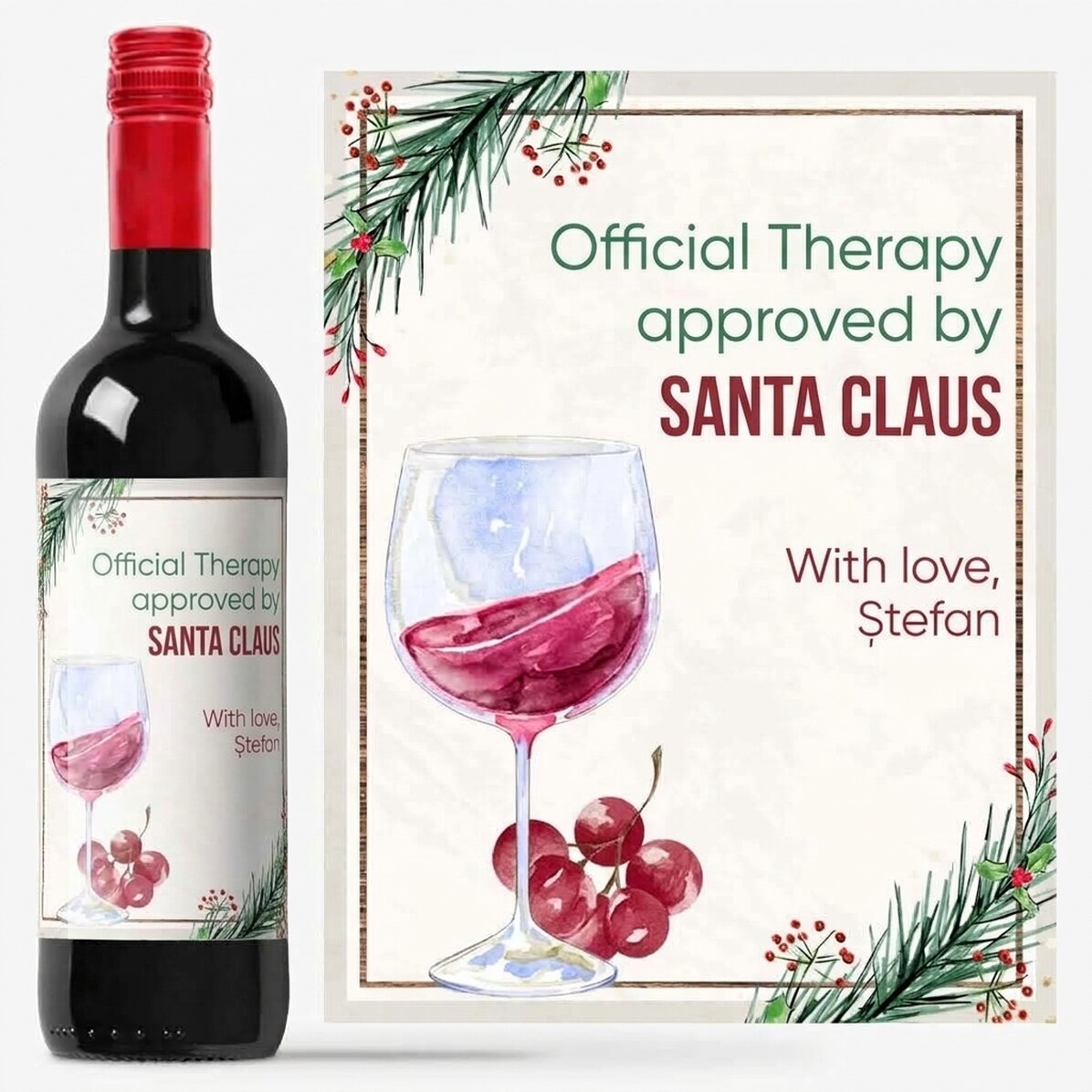 Vino personalizado con mensaje - Terapia de Navidad