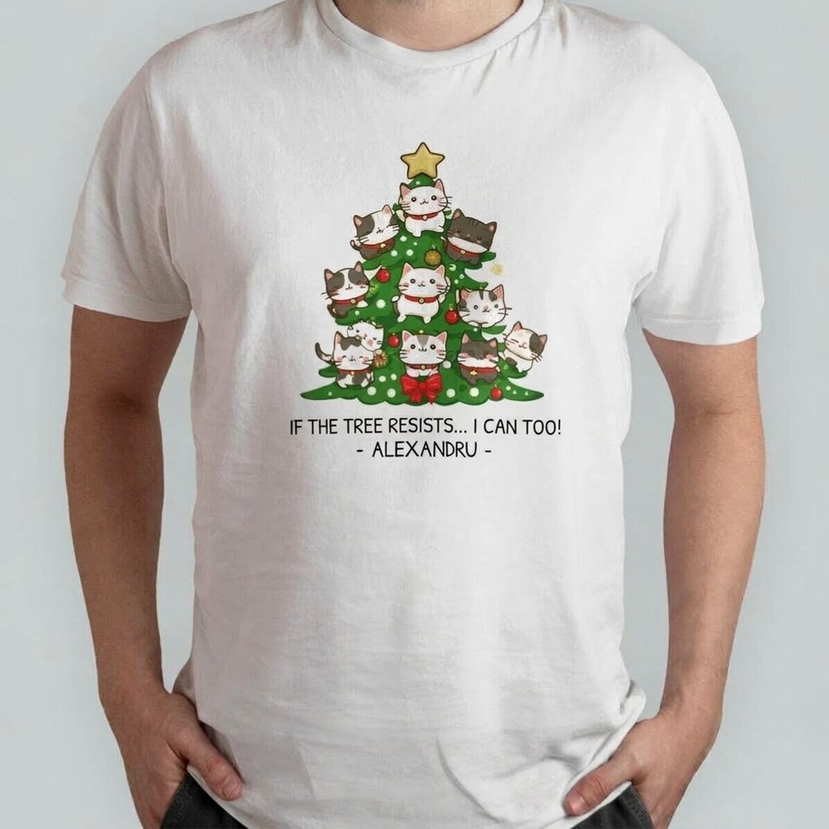 Camiseta de algodón personalizada con texto - Catmas tree