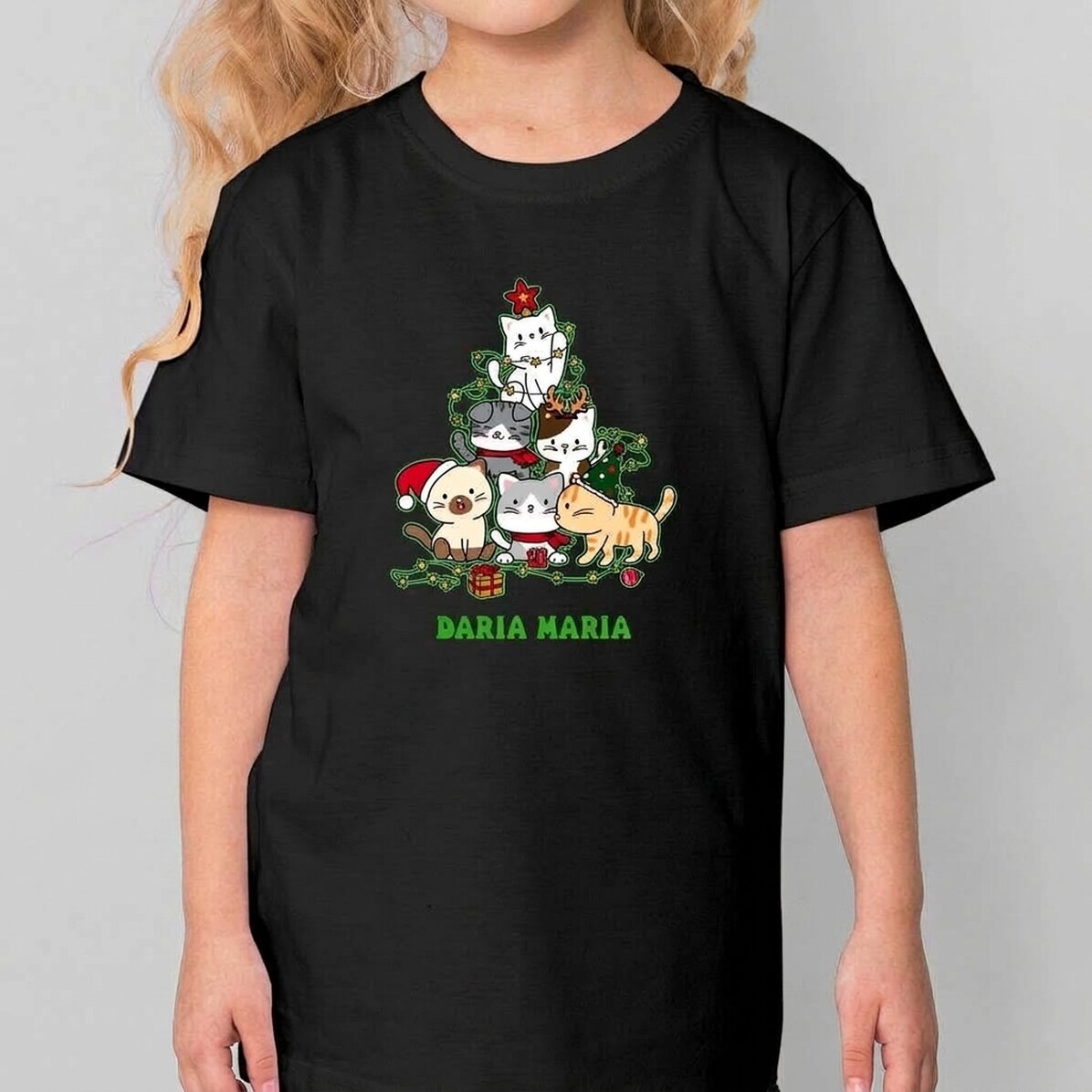 Camiseta de algodón para niños personalizada con texto - Catmas tree