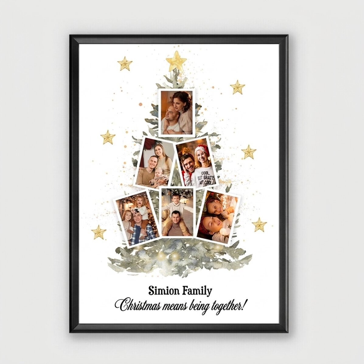 Cuadro personalizado con 6 fotos y texto - Árbol de Navidad