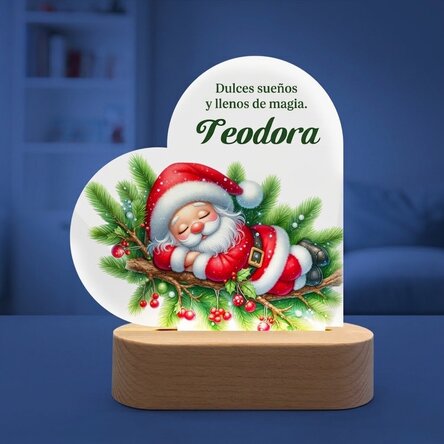 Lámpara LED de noche con forma de corazón personalizada con mensaje para niños - Papá Noel