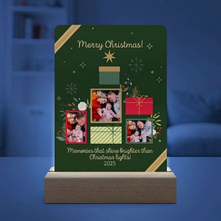 Lámpara LED de noche personalizada con fotos y mensaje - Recuerdos de Navidad