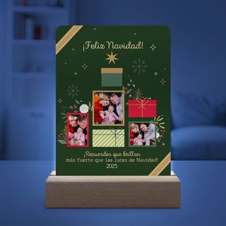 Lámpara LED de noche personalizada con fotos y mensaje - Recuerdos de Navidad