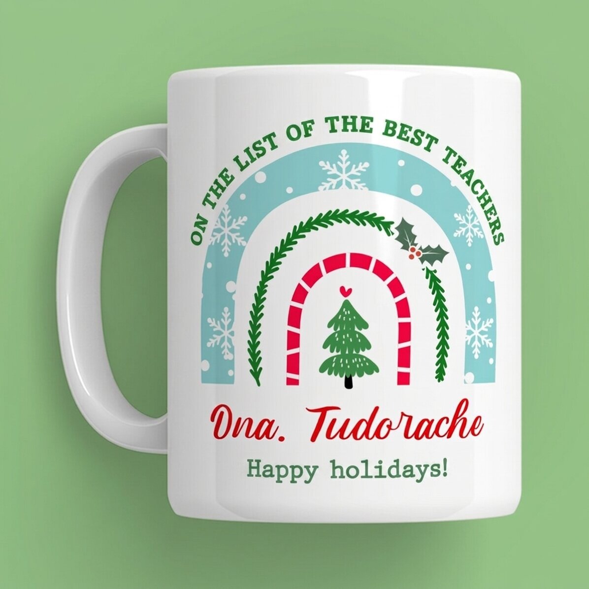 Taza personalizada con mensaje para profesores - Navidad