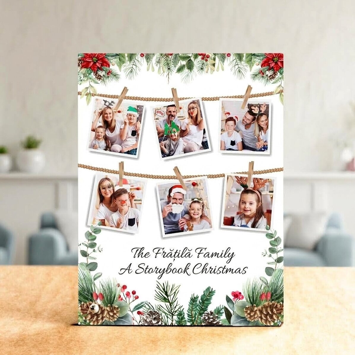Marco de fotos de escritorio personalizado con fotos y texto - Cuento de Navidad