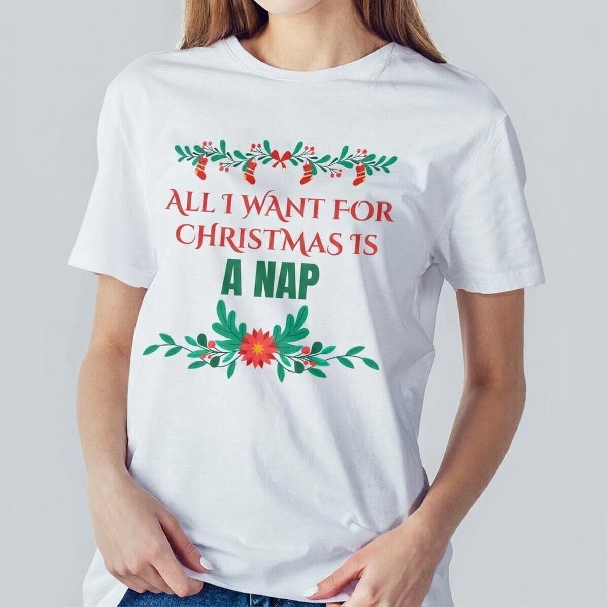 Camiseta de algodón personalizada con texto: «Deseo de Navidad»