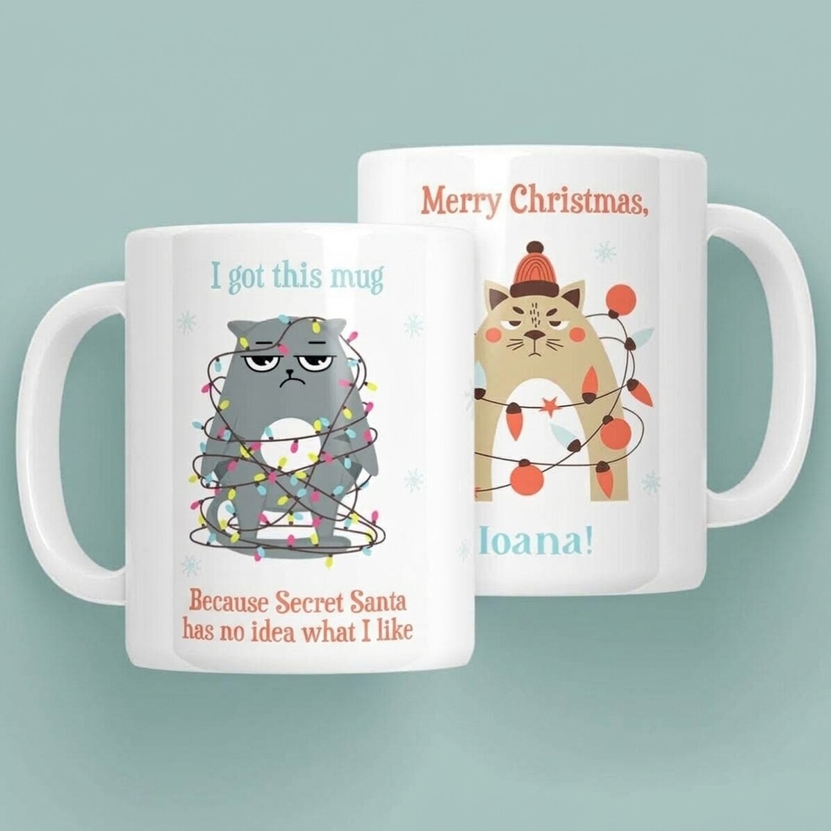 Taza personalizada con mensaje: ¡Feliz Navidad!