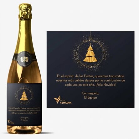 Vino espumoso personalizado con logotipo y mensaje - Gold