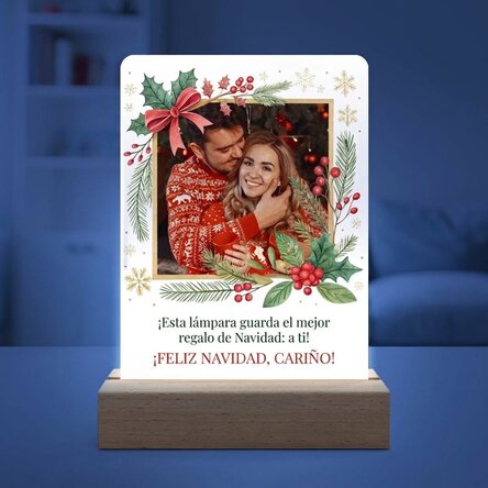 Lámpara LED de noche personalizada con foto y mensaje: ¡Feliz Navidad!