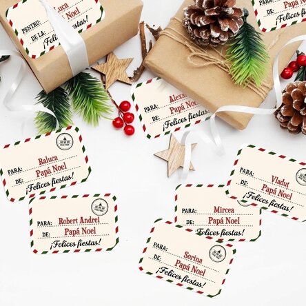 Lote de 8 pegatinas (etiquetas autoadhesivas) personalizadas con texto: «Con cariño, Papá Noel»