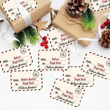Lote de 8 pegatinas (etiquetas autoadhesivas) personalizadas con texto: «Con cariño, Papá Noel»