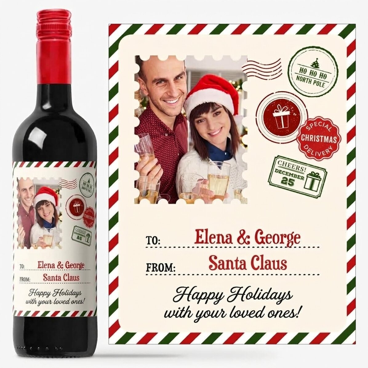 Vino personalizado con foto y mensaje - De Papá Noel