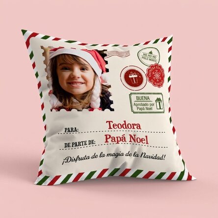 Cojín personalizado con foto, tamaño grande - De Papá Noel