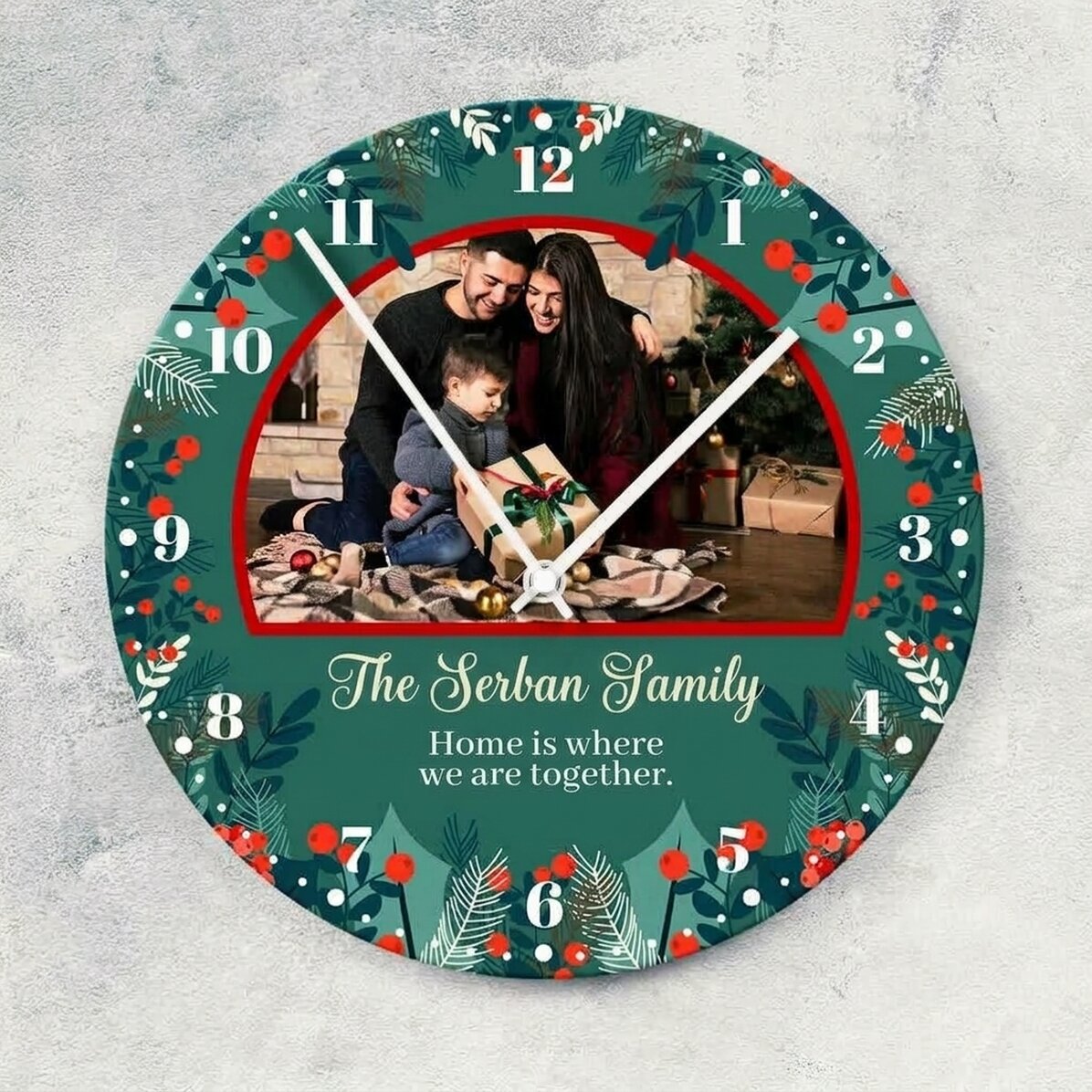 Reloj personalizado con texto y foto - Tiempo para la familia