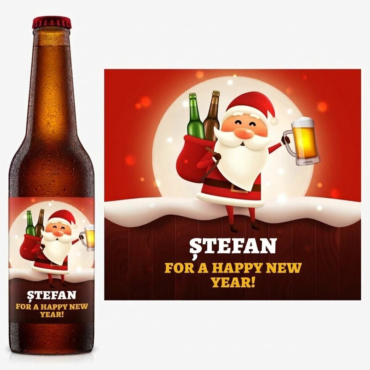 Cerveza personalizada con texto - Happy New Beer