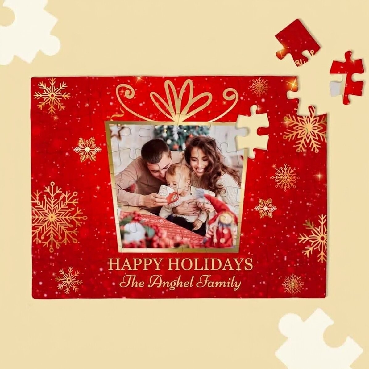 Rompecabezas personalizado con una foto y un texto - Regalo de Navidad