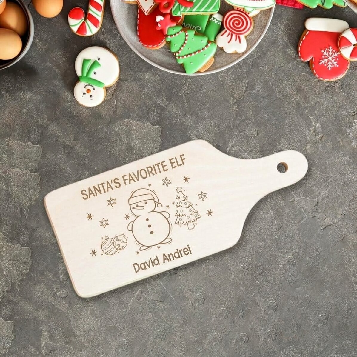 Personalised mini chopping board - Santa