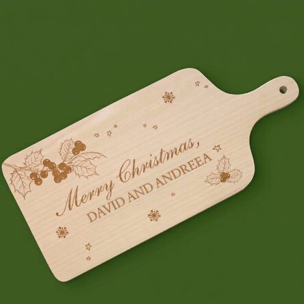 Personalised chopping board with Christmas message