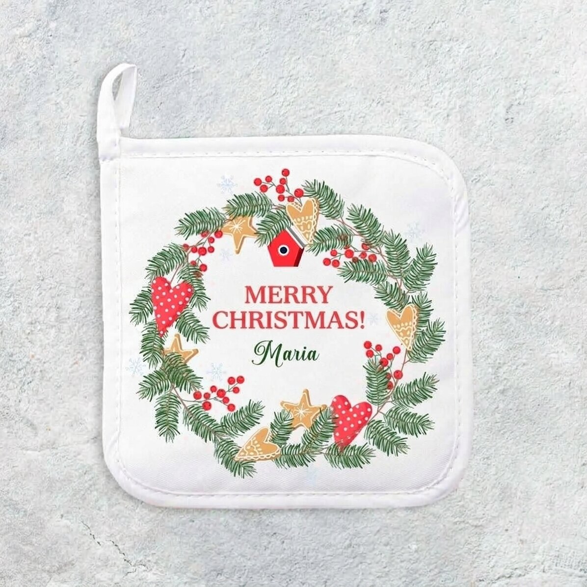 Soporte para ollas calientes personalizado con nombre - ¡Feliz Navidad!