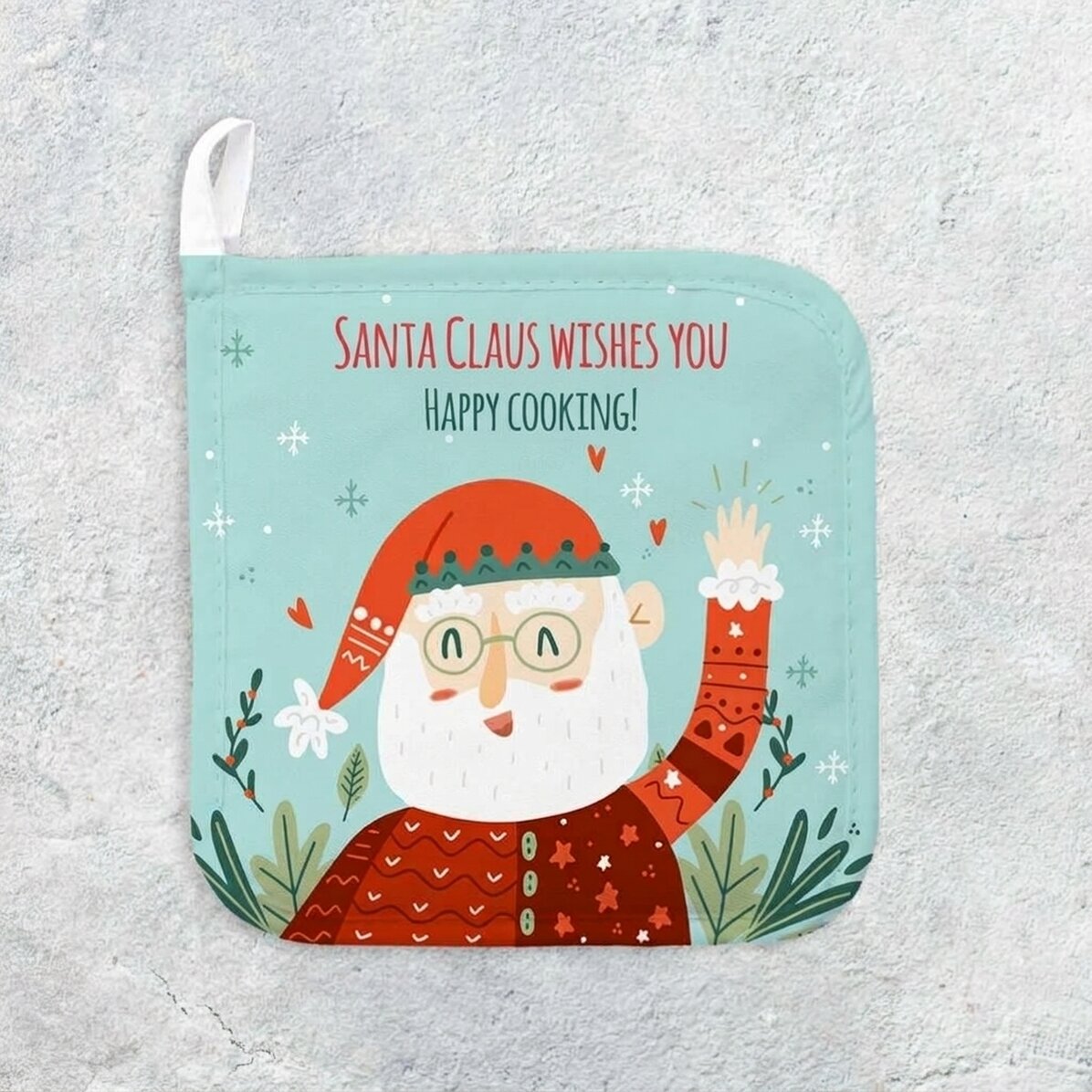 Soporte para ollas calientes personalizado con mensaje - Santa