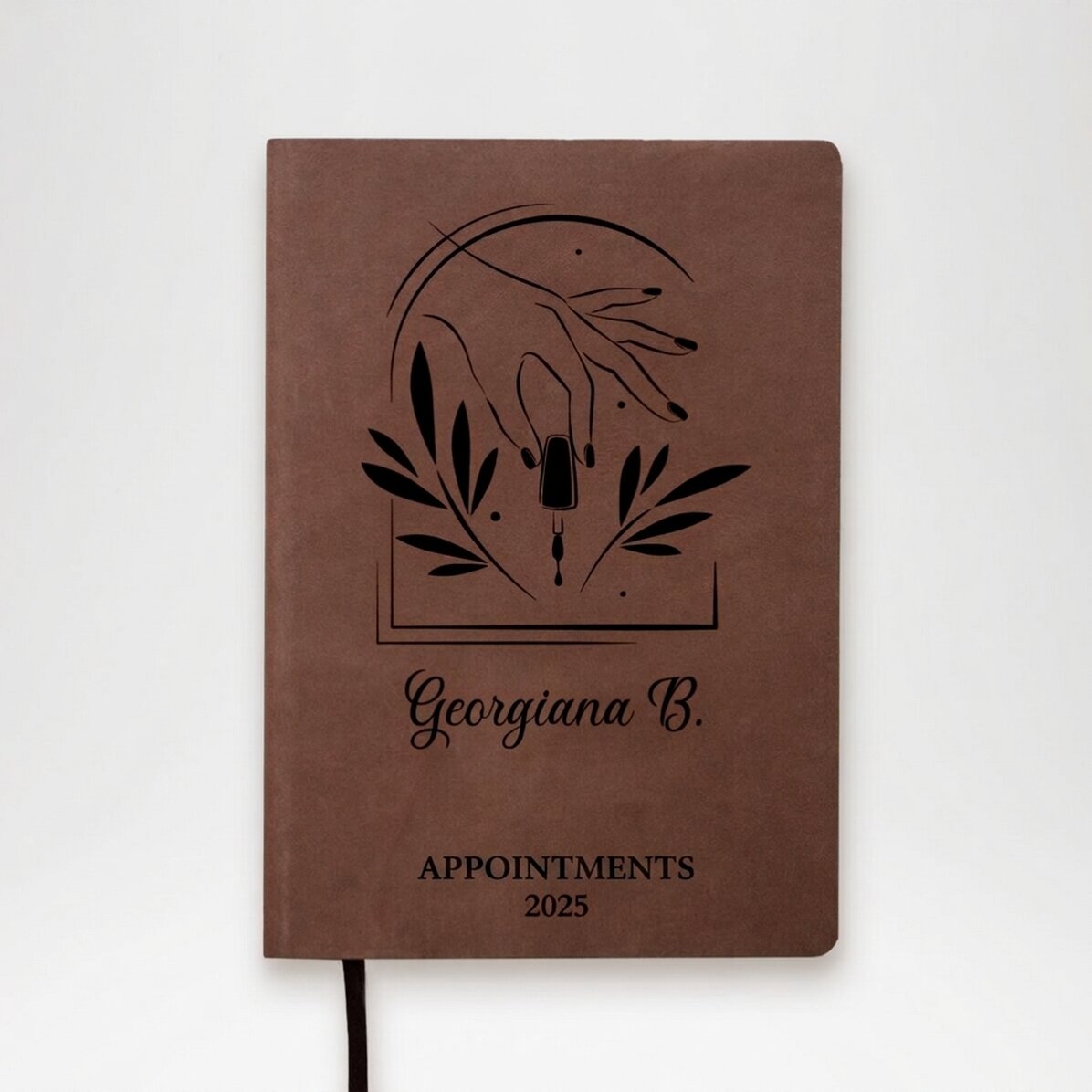 Agenda de piel personalizada con texto - Artista de uñas