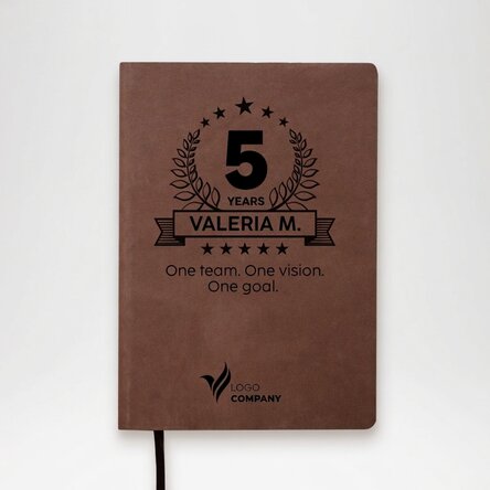 Personalised leather diary with logo and message - Anniversary