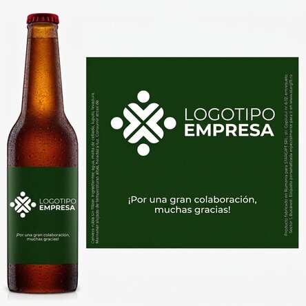 Cerveza personalizada con logotipo y texto