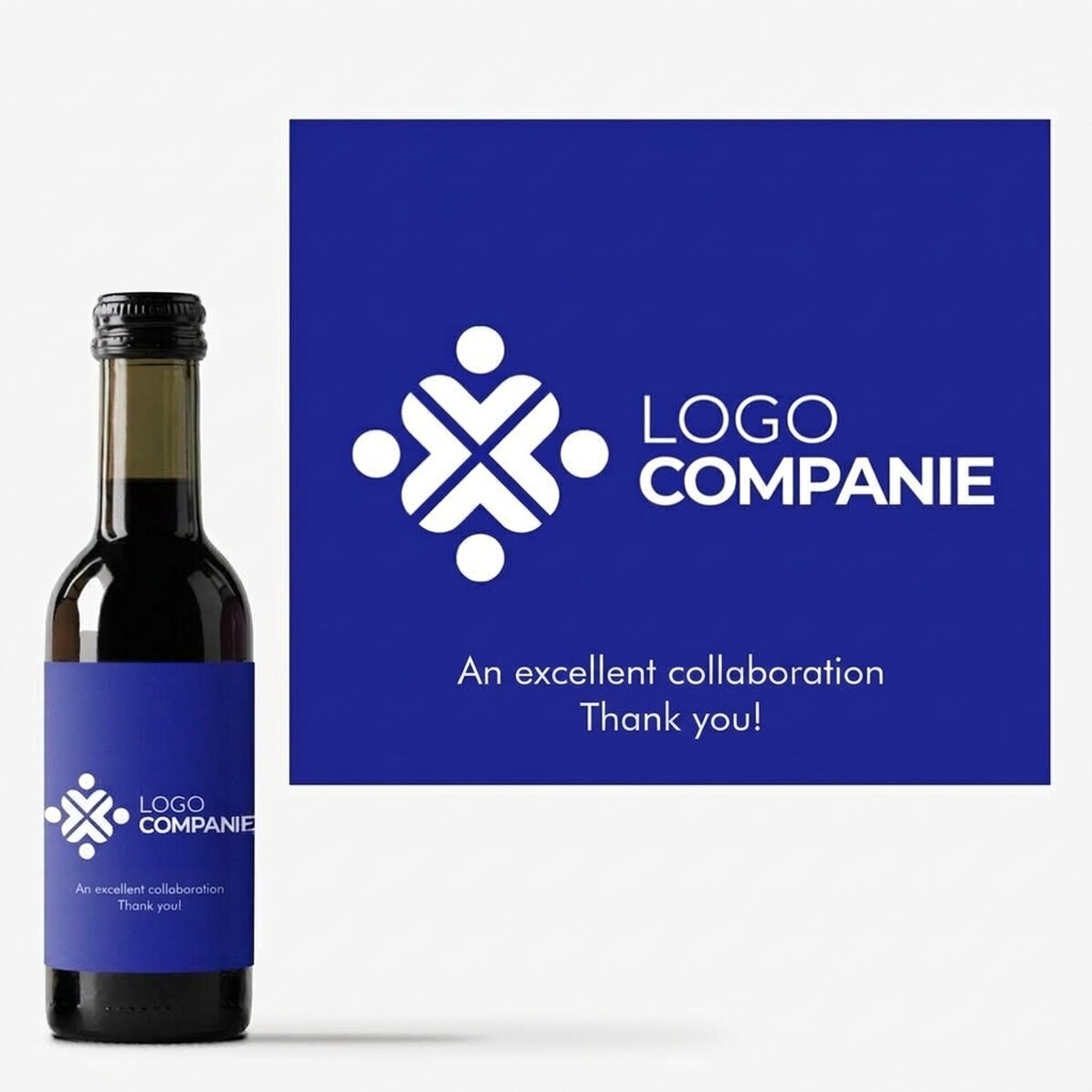 Mini botella de vino personalizada con logotipo y texto