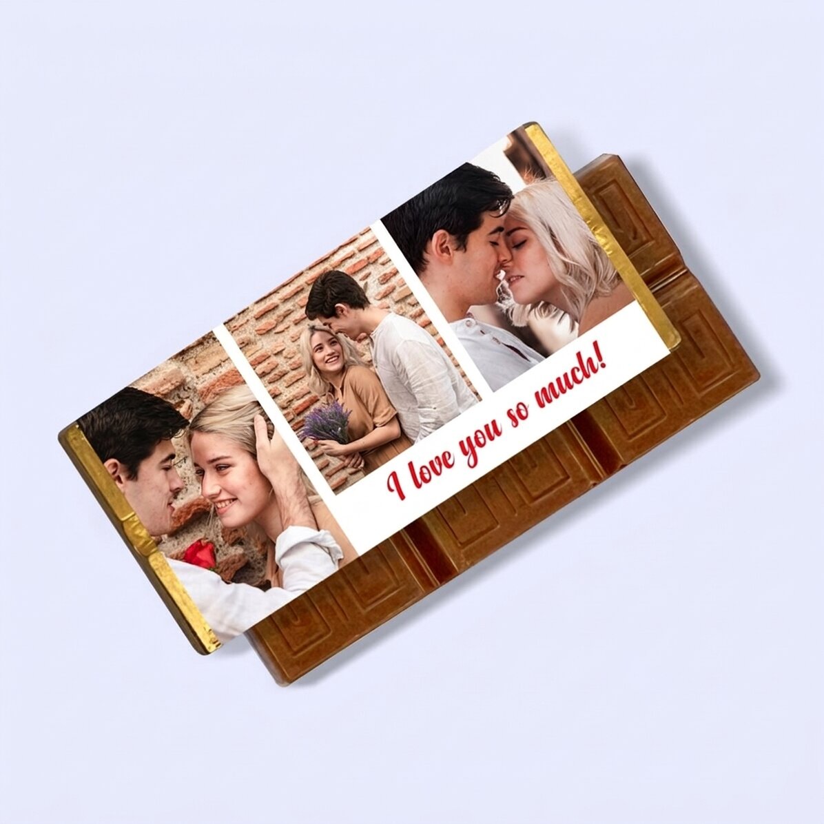 Mini tableta de chocolate personalizada con 3 fotos y un mensaje
