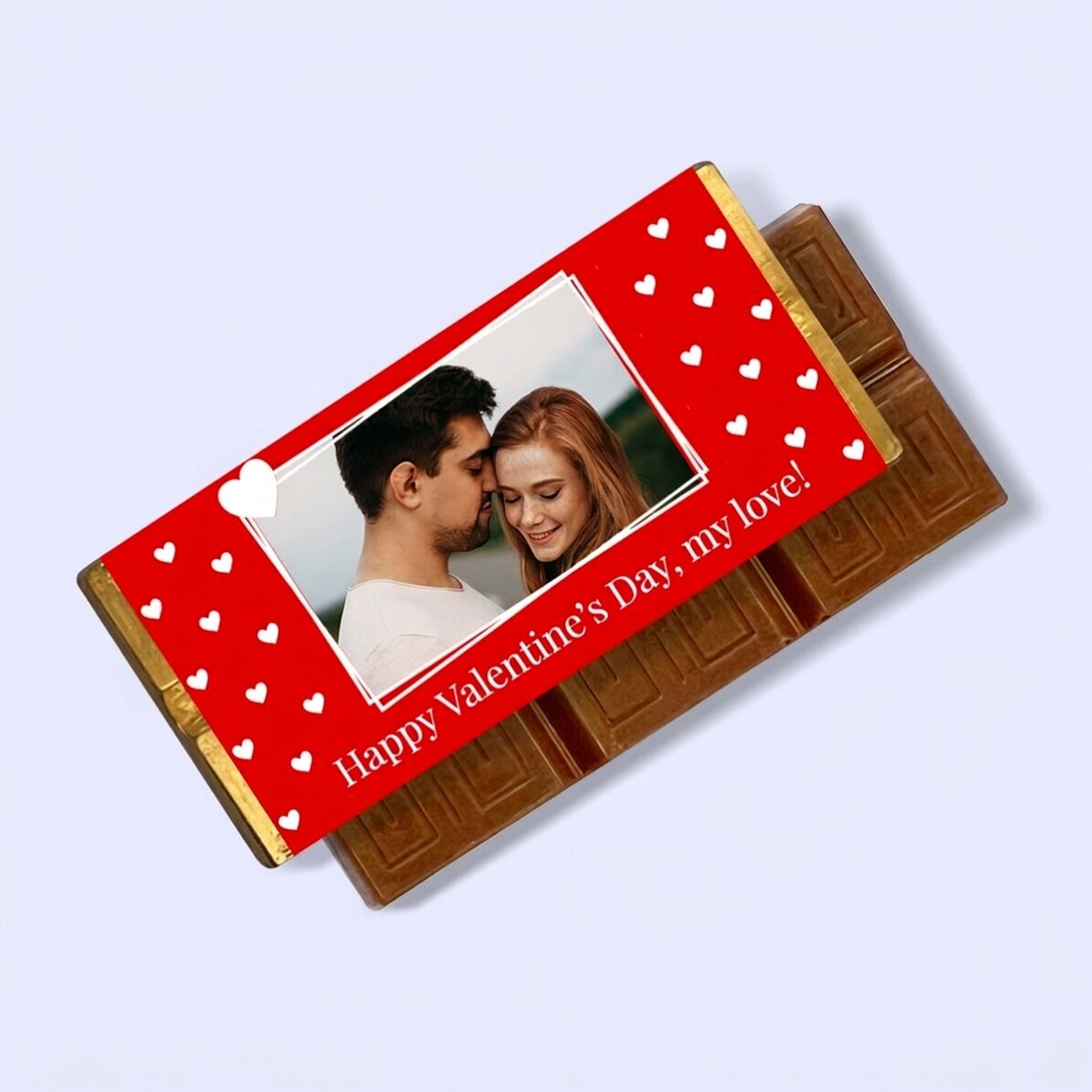 Mini tableta de chocolate personalizada con una foto y un mensaje - Love
