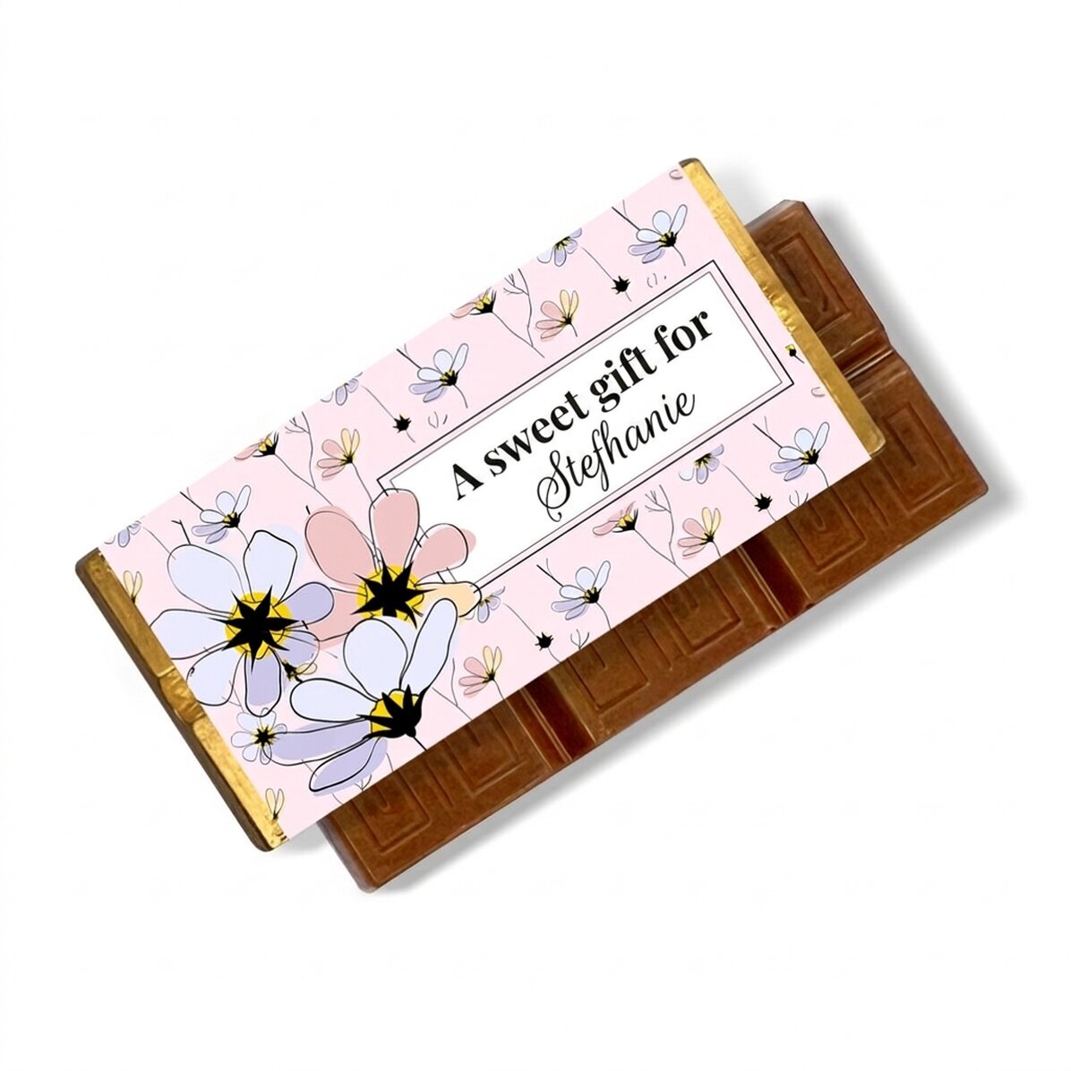 Mini tableta de chocolate personalizada con mensaje - Modelo floral