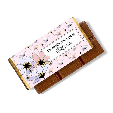 Mini tableta de chocolate personalizada con mensaje - Modelo floral