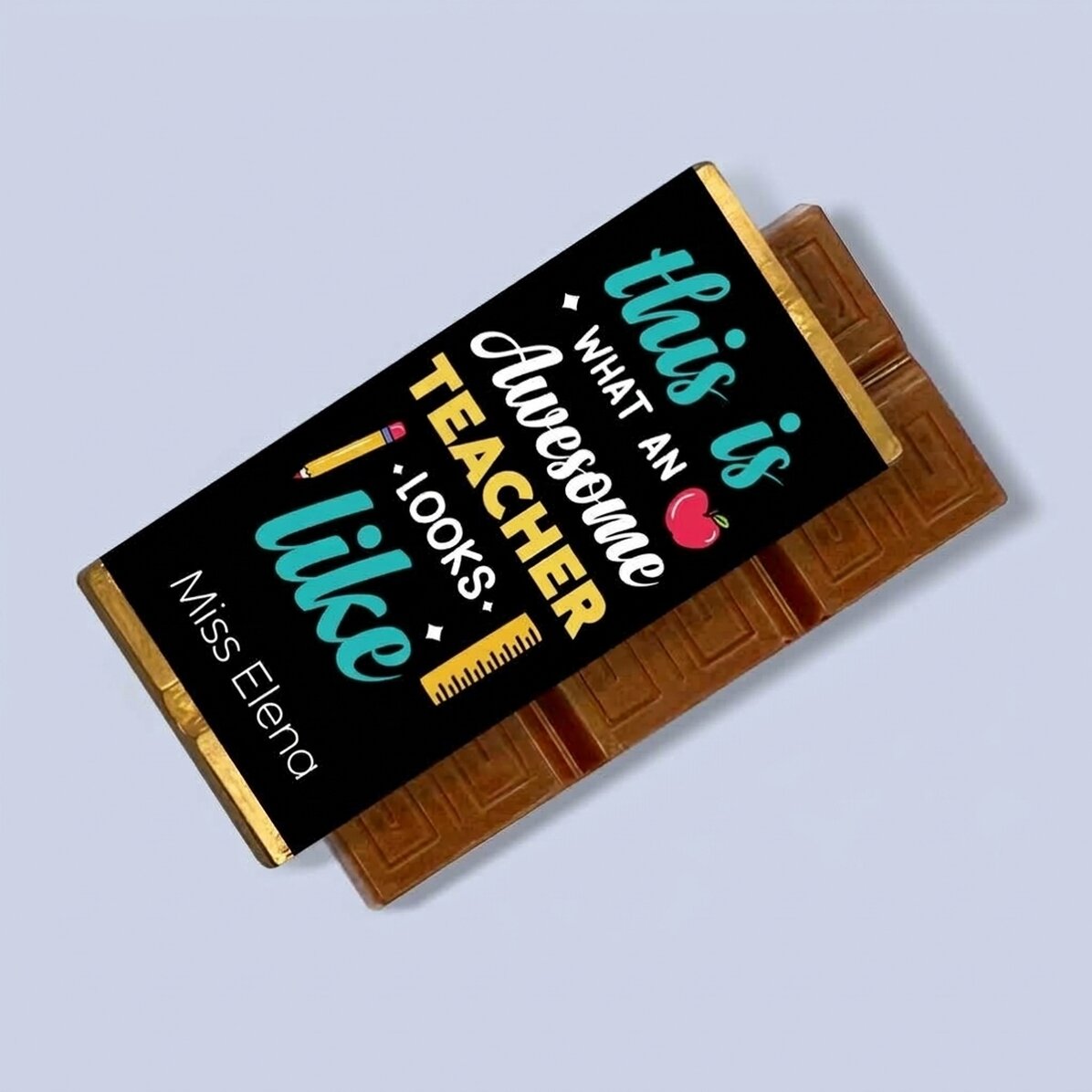 Mini tableta de chocolate personalizada con un mensaje para los profesores