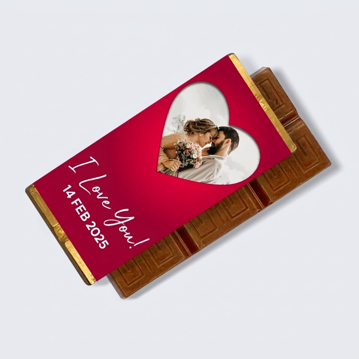 Mini tableta de chocolate personalizada con una foto y un mensaje - Corazón