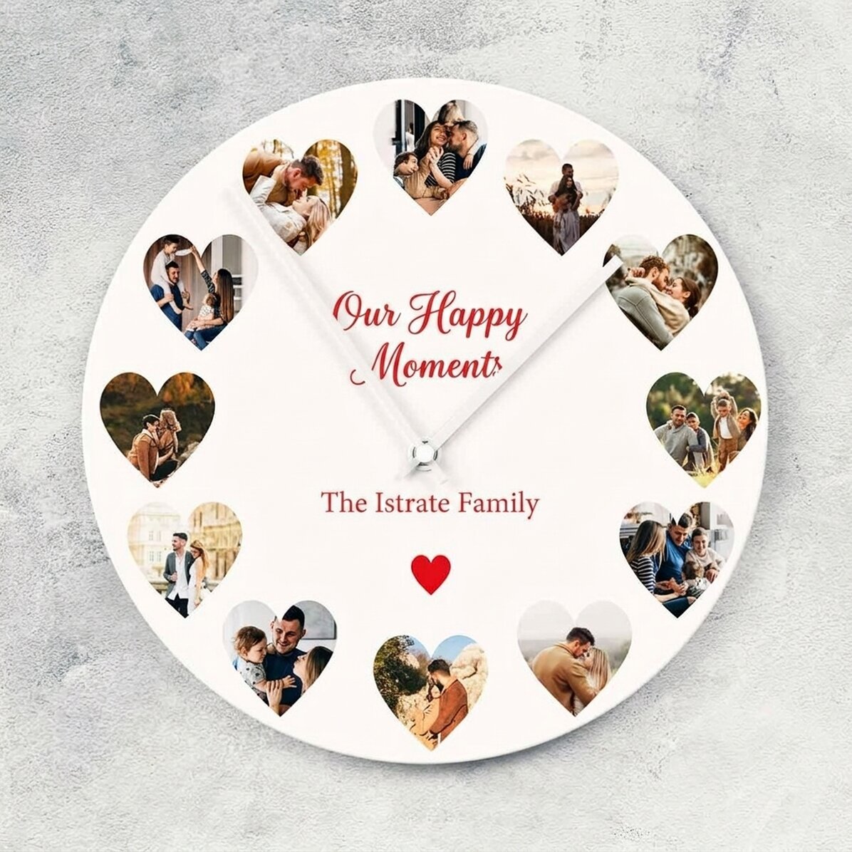 Reloj personalizado con 12 fotos y texto - Nuestros momentos