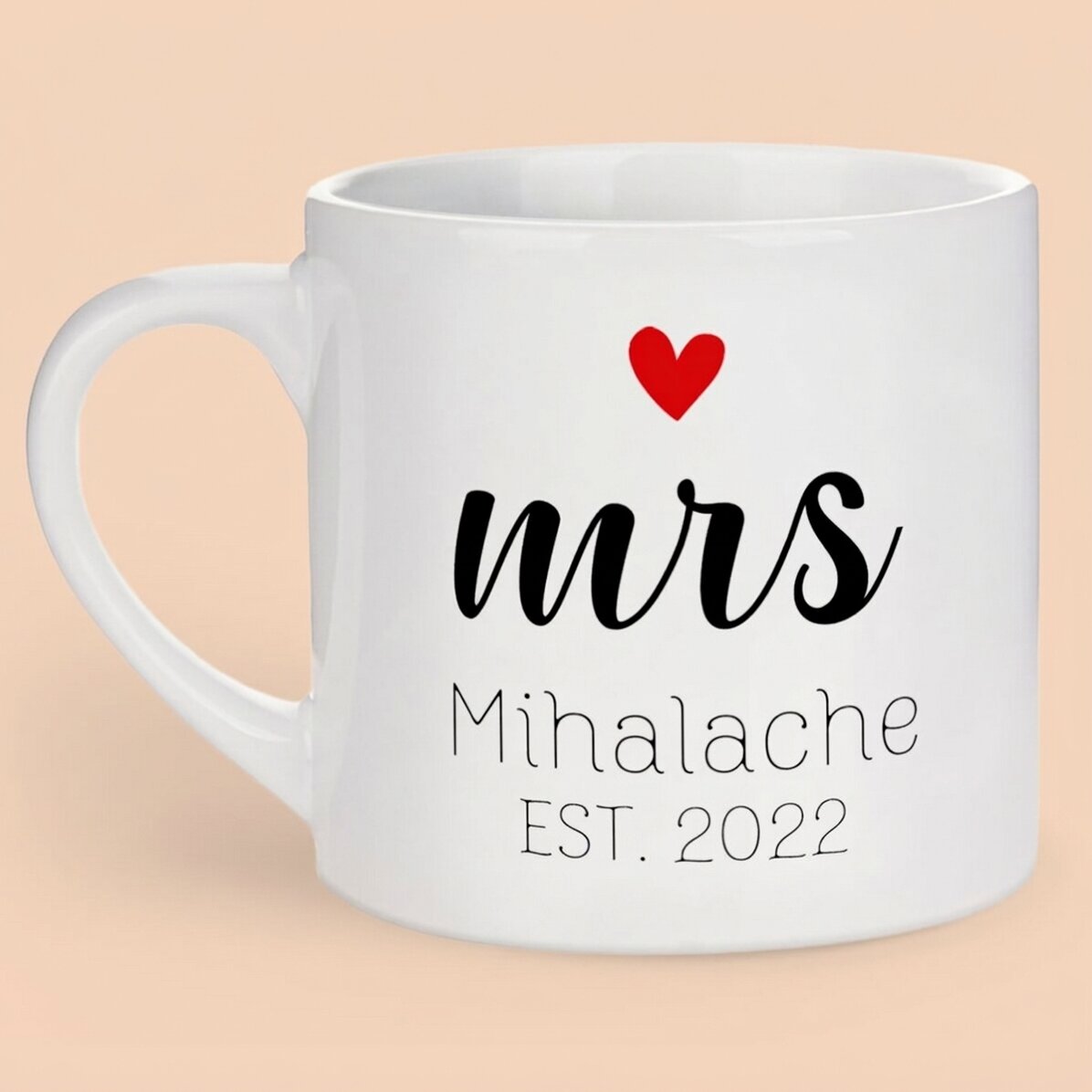 Taza de espresso personalizada con mensaje - Mrs & Mr