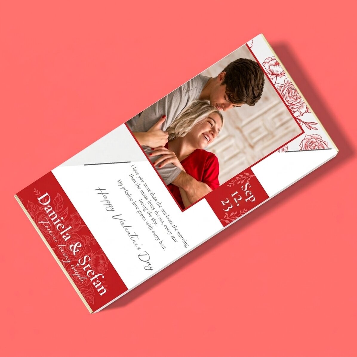Chocolate personalizado con una foto y un texto - Love & Roses
