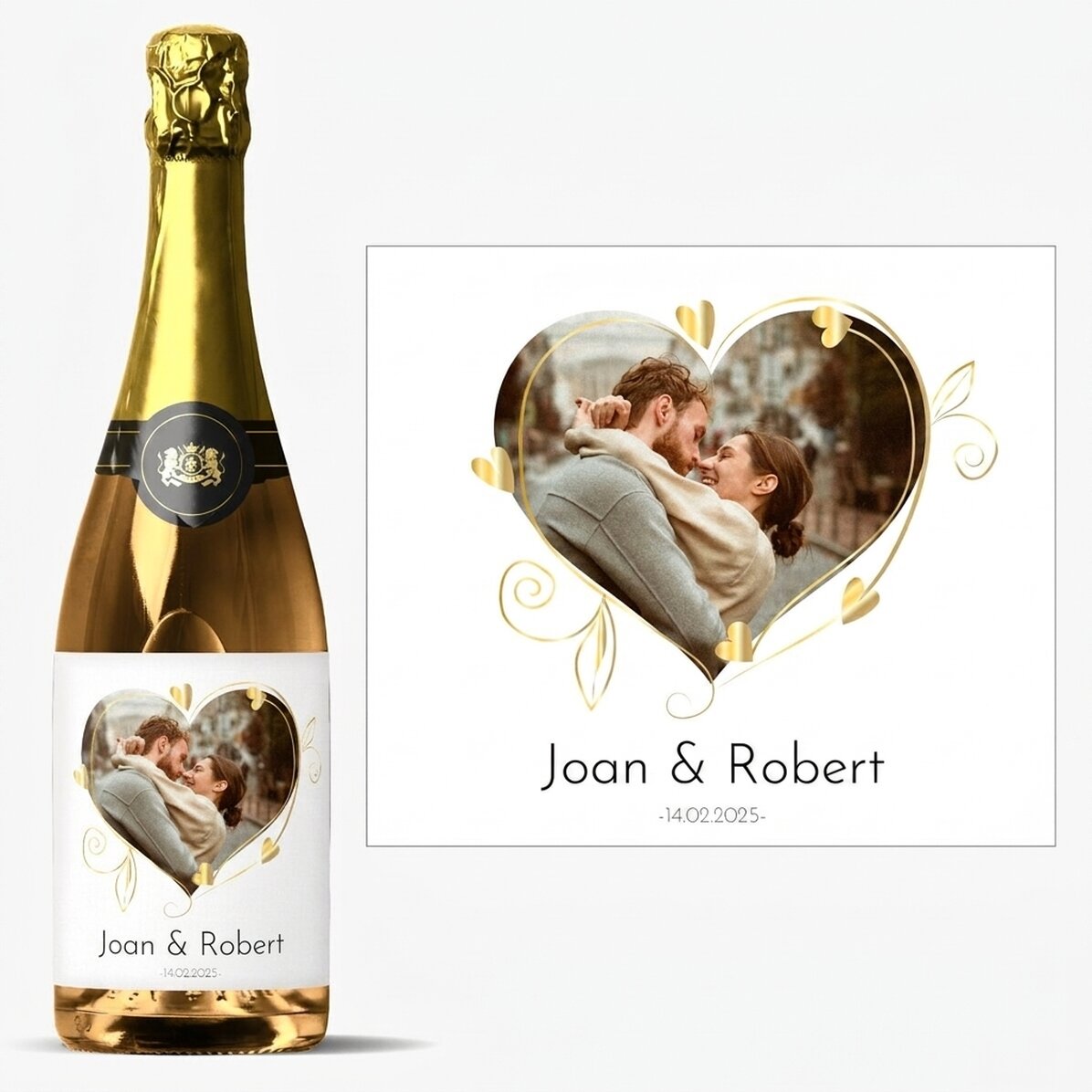 Vino espumoso personalizado con foto y mensaje - Love