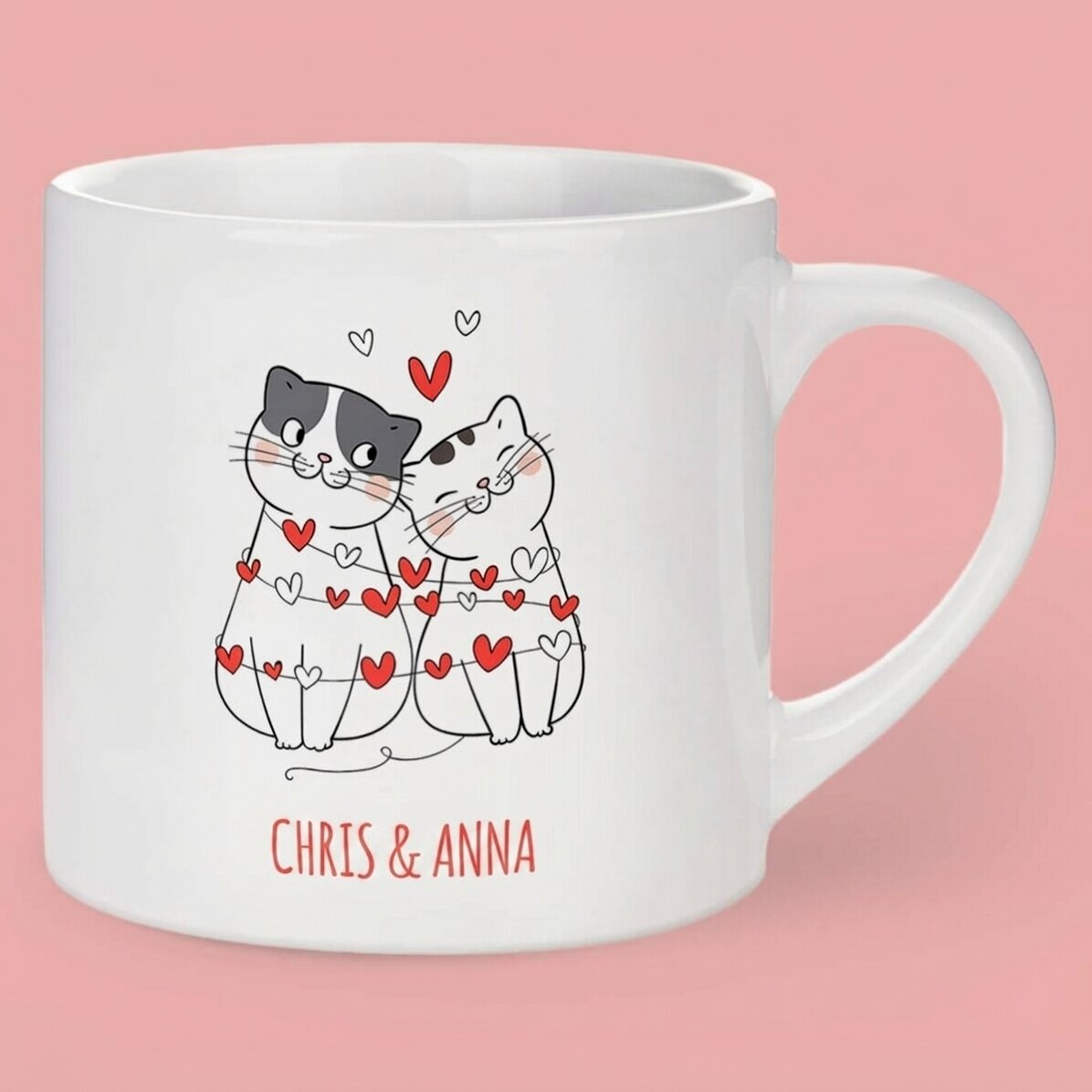 Taza de espresso personalizada con un mensaje: «Gatitos»