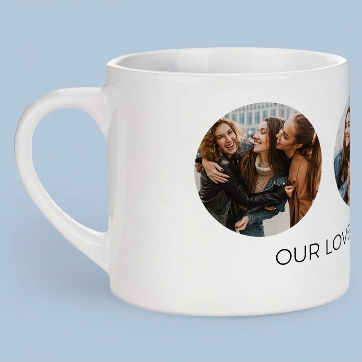 Taza de espresso personalizada con 3 fotos y texto - Recuerdos inolvidables